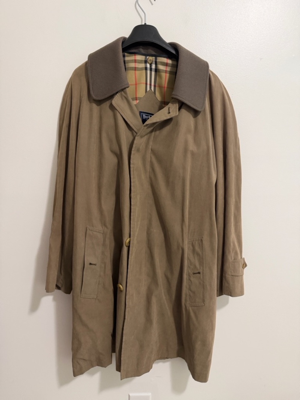 Vintage Burberry's Mens Trench Coat Signature Plaid Size 40 R Wool Liner